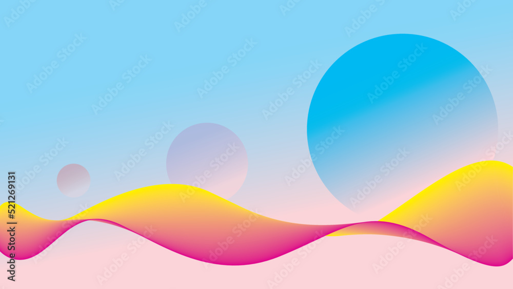 Illustration of color circle with colored wave in the background