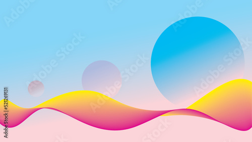 Illustration of color circle with colored wave in the background © Nattapat