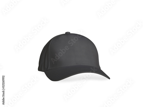 Black cap mockup front view isolated on white background.