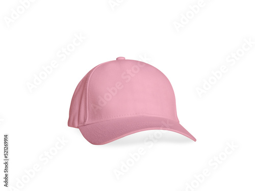 Pink cap mockup front view isolated on white background.