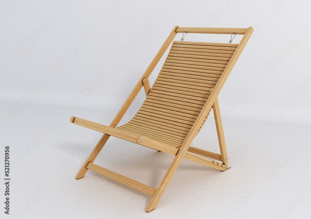 Beach chair isolated on white background. 3D Rendering.
