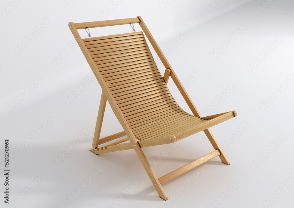 Beach chair isolated on white background. 3D Rendering.
