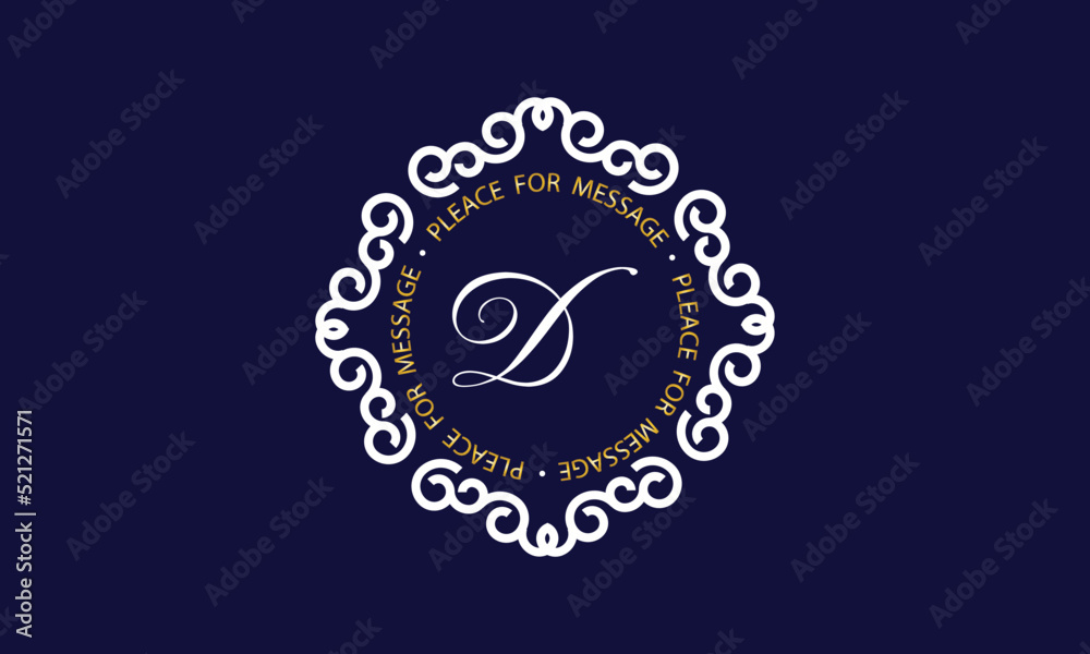 Obraz premium Elegant logo and monogram design with exclusive letter D in center on dark background, vector template.