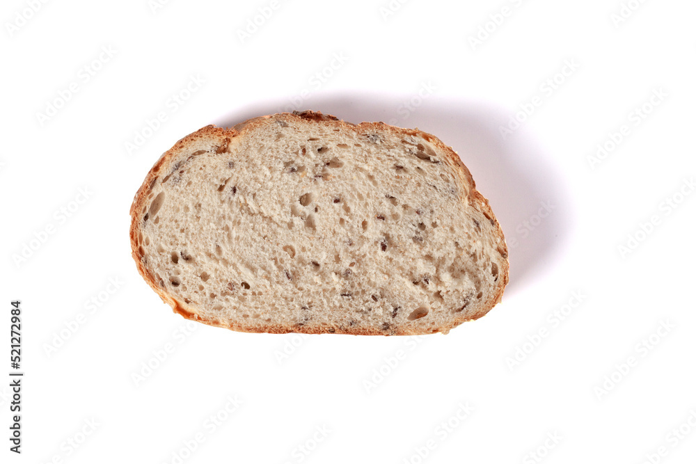 Slice of fresh rye bread isolated on white background. Piece of bread Slice of fresh rye bread isolated on white background. Piece of bread
