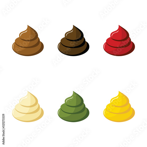 Vector illustration of stool colors for diagnosis of gastrointestinal colon disorders. Design element for infographic explanatory charts presentations. Icon symbol