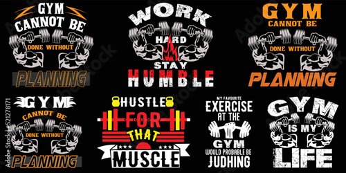 Gym repeat typography t-shirt design, Train hard emblem, Vector illustration