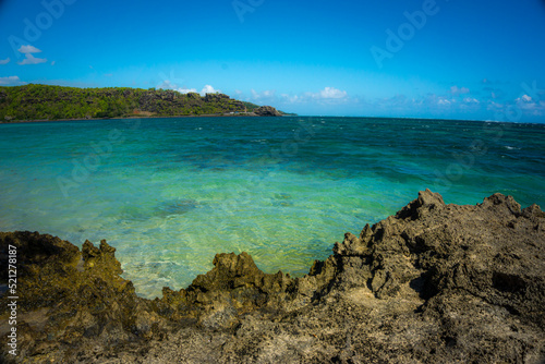  Maconde bay with pristine turquoise sea water, Mauritius island, Indian ocean