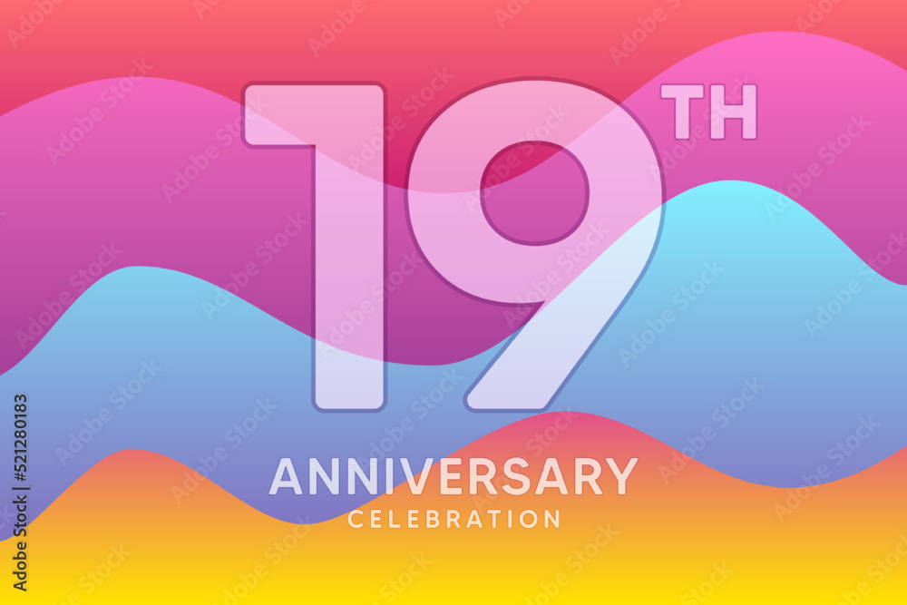 Fototapeta premium 19 Year Anniversary Vector Template Design Illustration