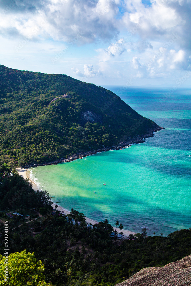 Aerial view of Bottle beach and viewpoint, in Koh Phangan, Thailand