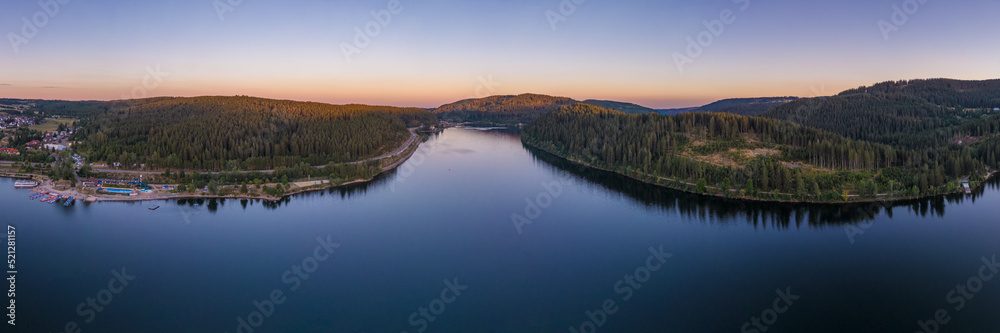Panoramic view on the lake Schluchsee and the Black Forest in Germany. Panoramic view on the lake Schluchsee and the Black Forest in Germany.