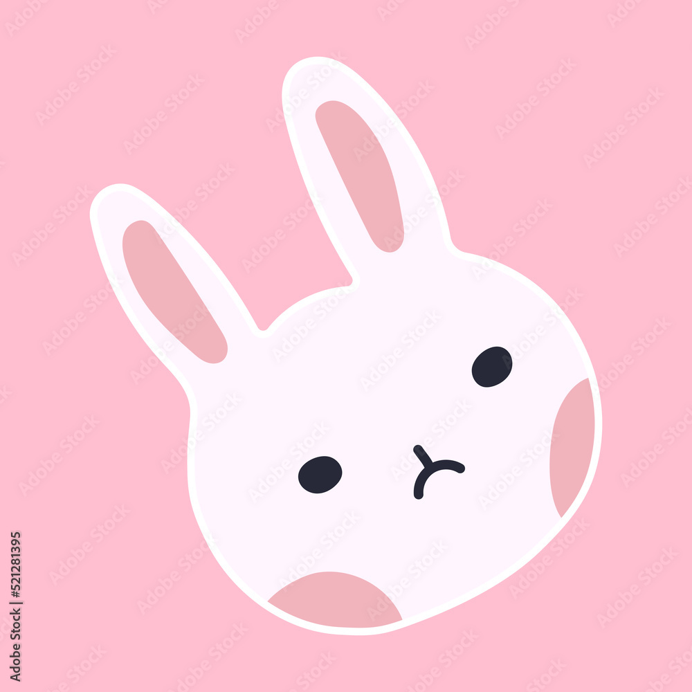 Cute cartoon rabbit sticker in cartoon style. Vector illustration Cute cartoon rabbit sticker in cartoon style. Vector illustration