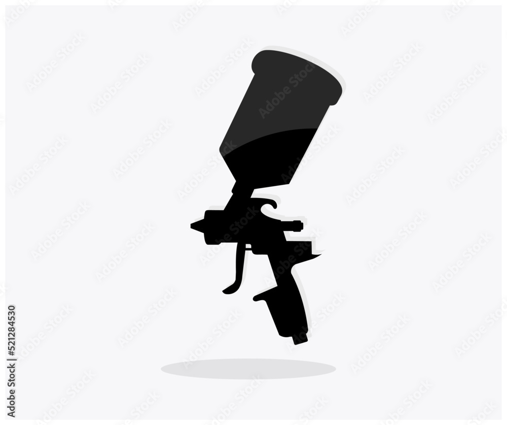 Metal spray gun, spray gun paint logo design. Airless spraying device vector design and