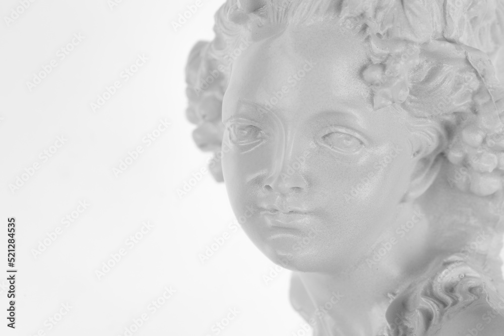 portrait of ancient white sculpture isolated on white background