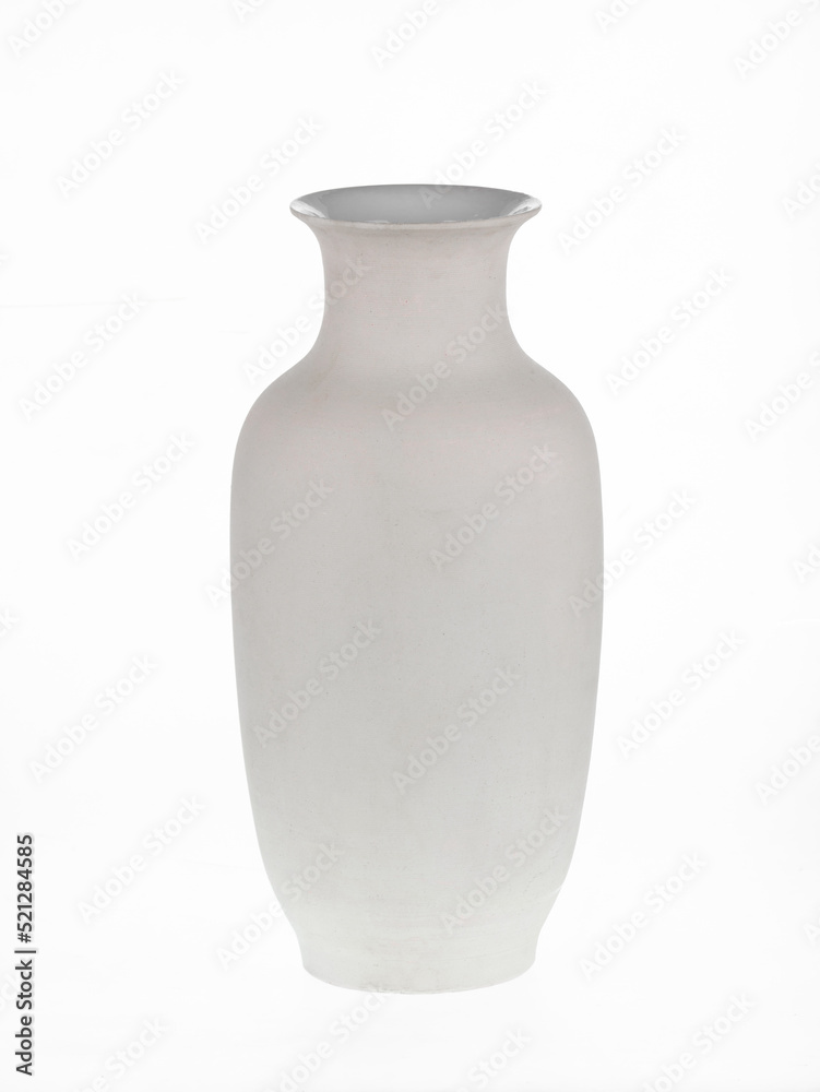 white empty ceramic vase isolated on white background