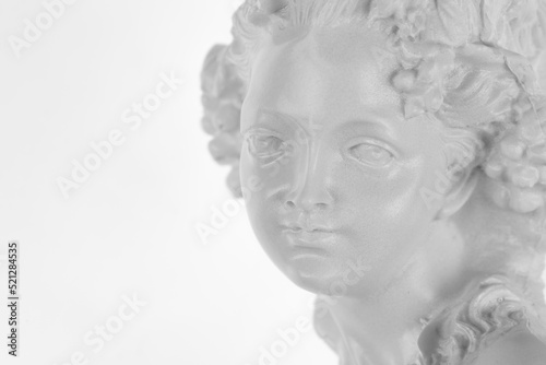 portrait of ancient white sculpture isolated on white background