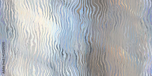 Seamless iridescent silver abstract wavy marble or tiger stripe background texture. Trendy holographic metallic mirror foil pastel prism light effect. Retro 80s vaporwave mirror foil 3D rendering. .