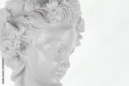 portrait of ancient white sculpture isolated on white background