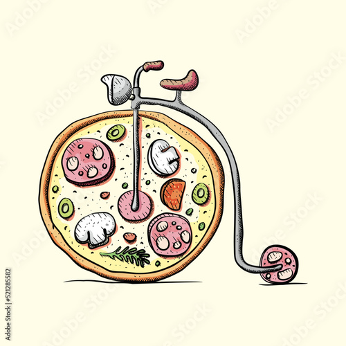 penny farthing pizza bicycle 