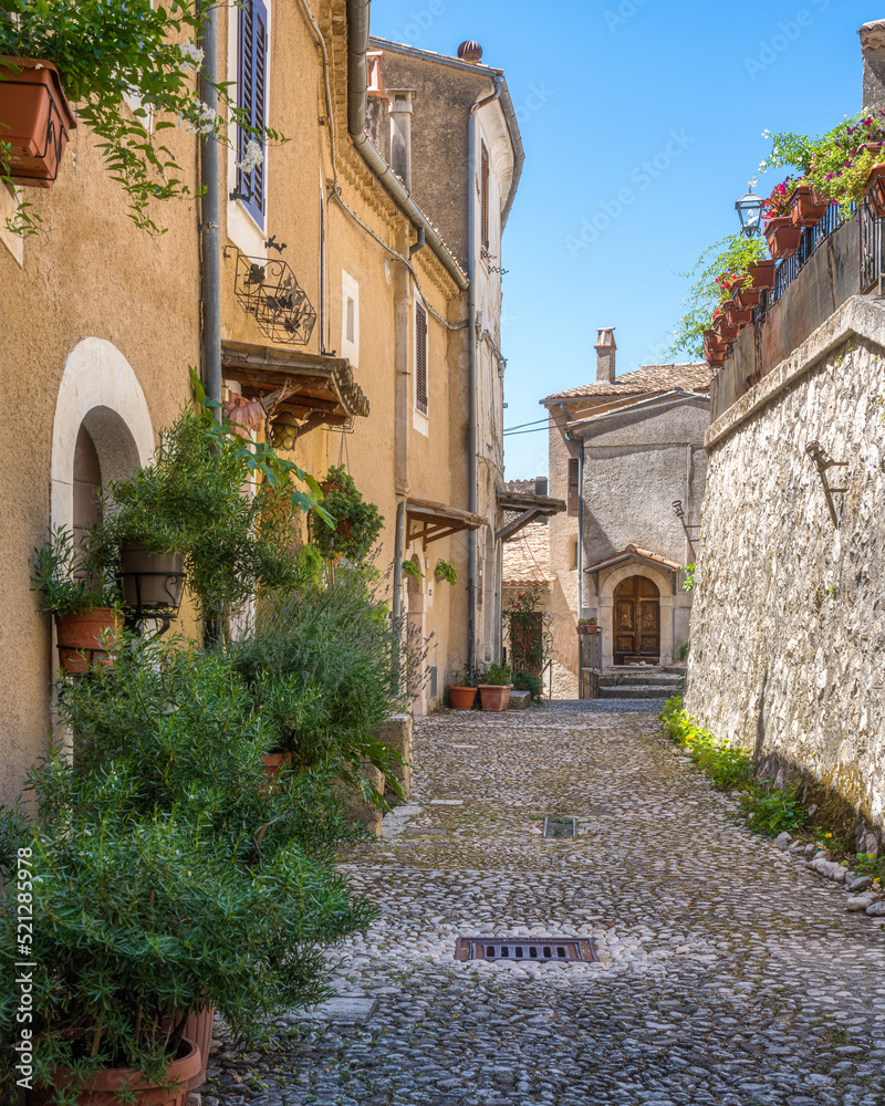 Fototapeta premium The beautiful village of San Donato Val di Comino, in the Province of Frosinone, Lazio, central Italy.