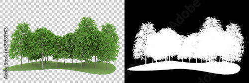 Forest isolated on background with mask. 3d rendering - illustration