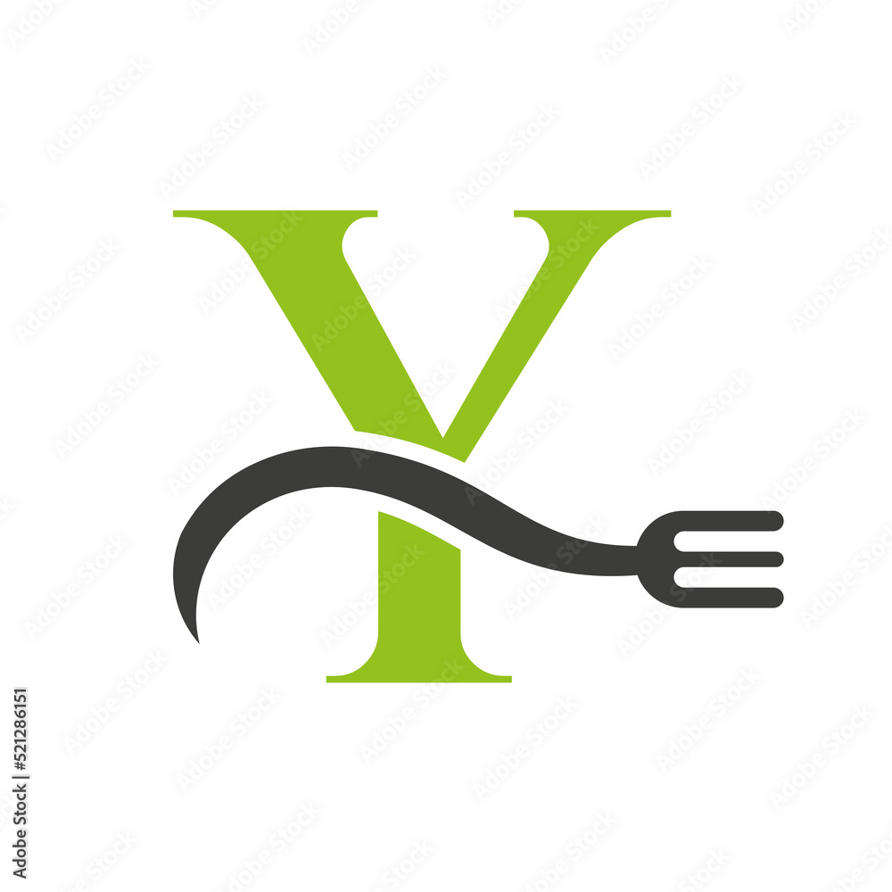 Letter Y Restaurant Logo Concept With Fork Vector Template Letter Y Restaurant Logo Concept With Fork Vector Template