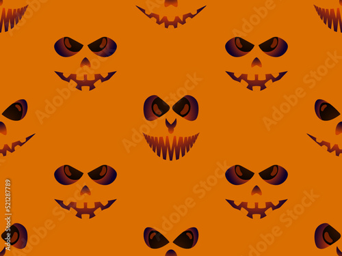Wallpaper Mural Scary face with glowing eyes seamless pattern. Evil scary eyes carved in a pumpkin. Halloween Jack O Lantern. Design for greeting card, banner and holiday invitations. Vector illustration Torontodigital.ca