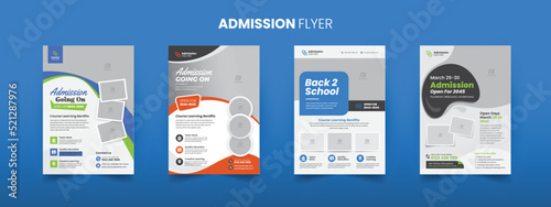 a bundle of 4 templates of a4 flyer, Kids Childrens back to school education admission flyer poster layout,
book cover, leaflet, brochure, template
