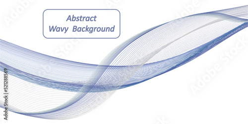 Blue wave swirl swoosh. soft blue color flowing sea water abstract wave, dynamic twisted lines, subtle transparent wind veil on white background. Vector illustration