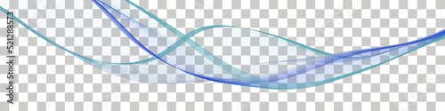 Teal blue swirl wave, abstract swoosh, flowing sea wate, flying air wind veil design. Dynamic movement , transparent curtain border. Vector illustration