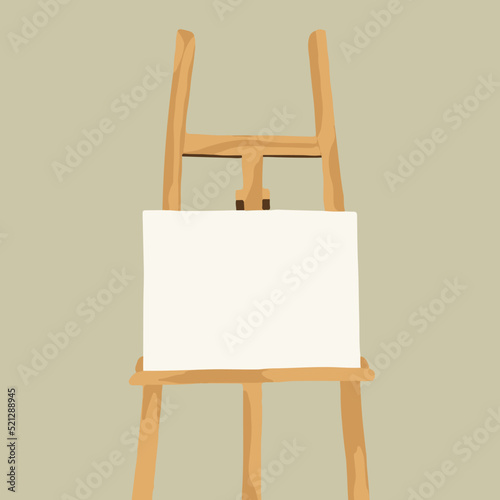 Vector illustration of easel with white canvas.
