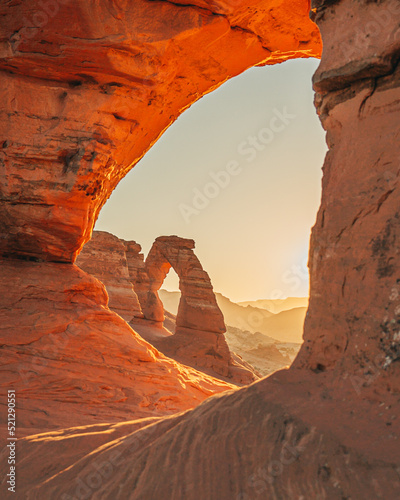 Delicate Arch in Utah framed by stone