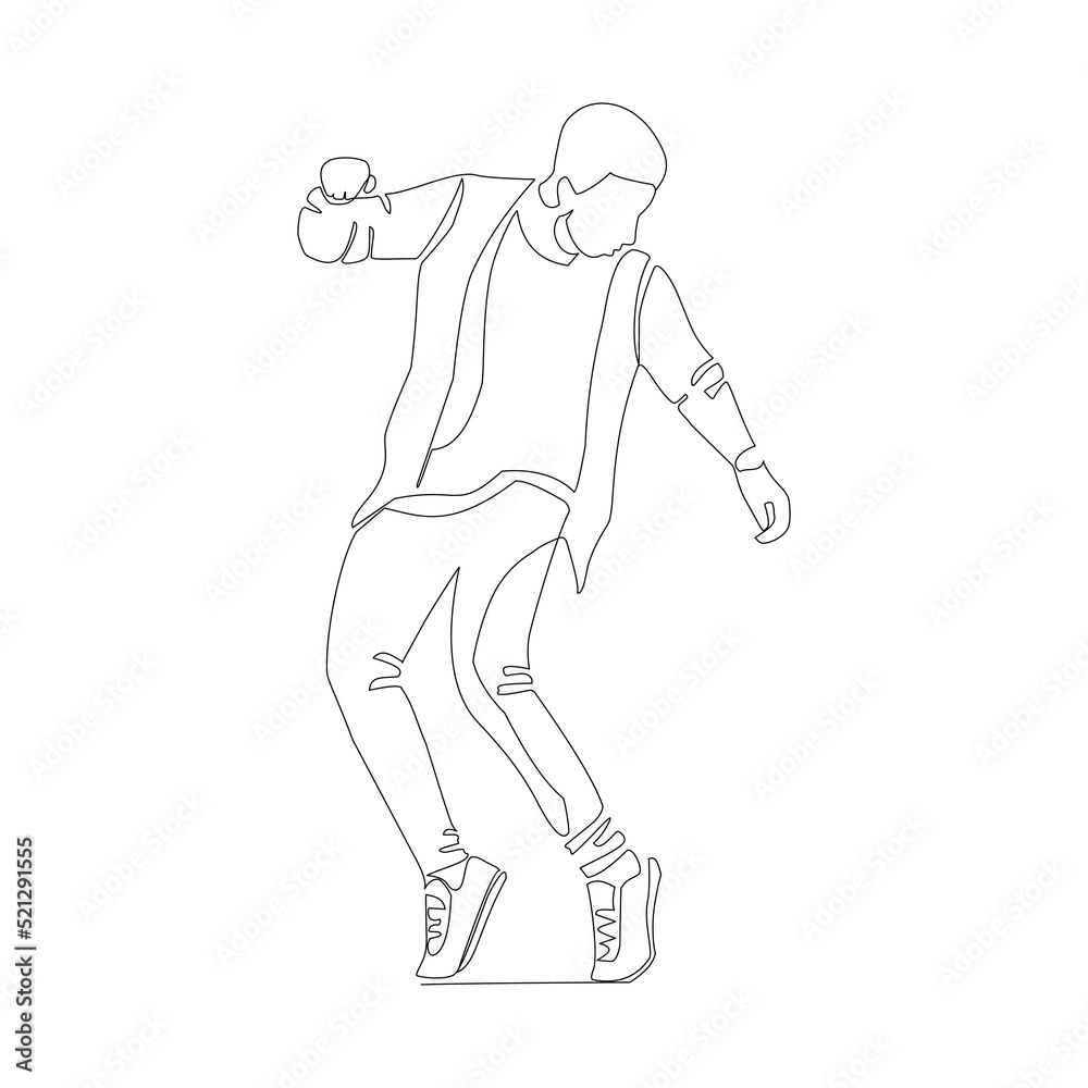 Vector illustration of a dancing guy drawn in line art style