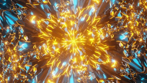 Bright color animation of chaotic fractal pattern evolutions photo