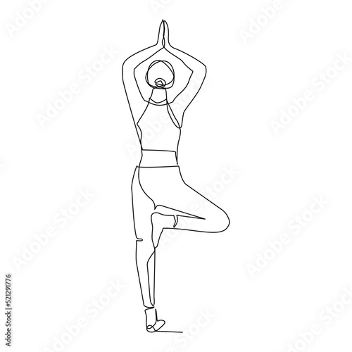 Vector illustration of woman doing exercise hand drawn in line art style
