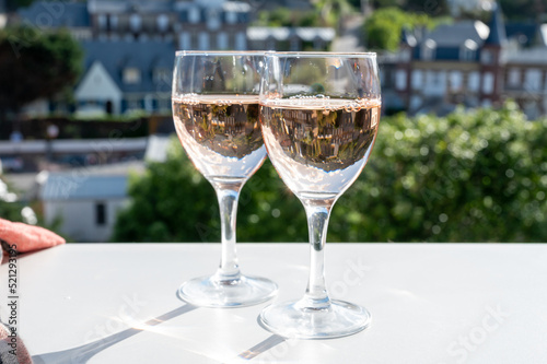 Two glasses with rose d'anjou wine from Loire valley, France