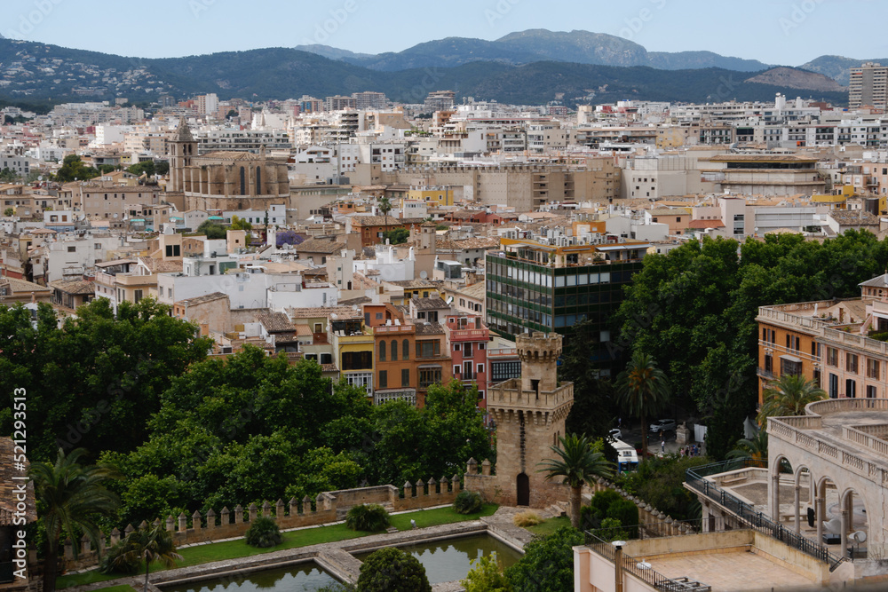 Panorama of Palma - the capital and largest city of the autonomous community of the Balearic Islands (Mallorca, Spain)  