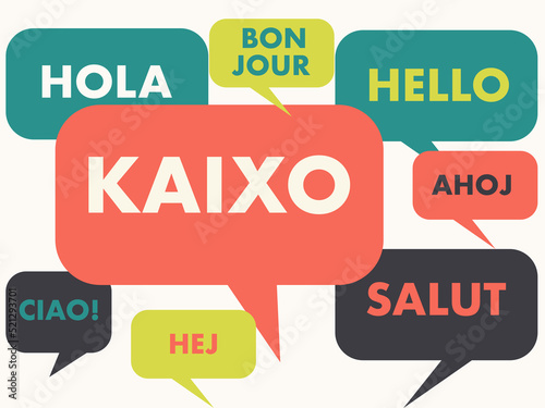 Basque language background illustration. Translation from left to right: word 