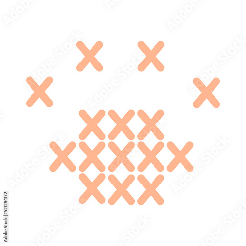Cross-stitch imitation. print in the form of an animal paw. Vector illustration isolated on white background.