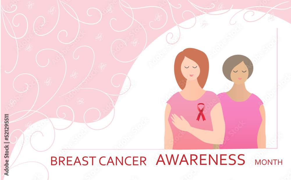 Breast cancer awareness infographics, vector illustration. Layout template. Health care and medical info