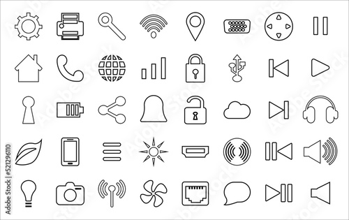 Multimedia and connection web icon set