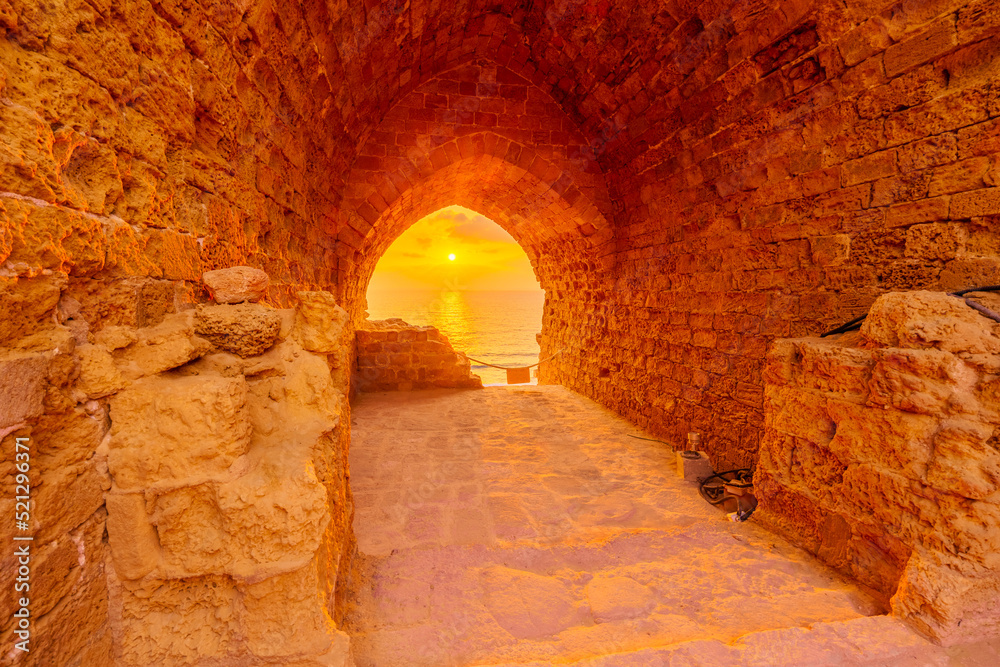 Sunset view of an ancient room, Apollonia National Park