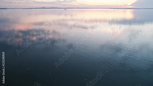 Aerial Shot of the Open Sea during Sunrise - Bar Harbor, Maine