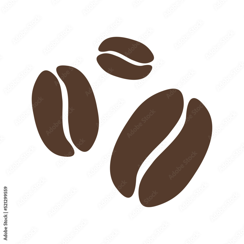 Icon Set of Brown Coffee Beans with Organic Smooth Shape. Vector Image. Icon Set of Brown Coffee Beans with Organic Smooth Shape. Vector Image.