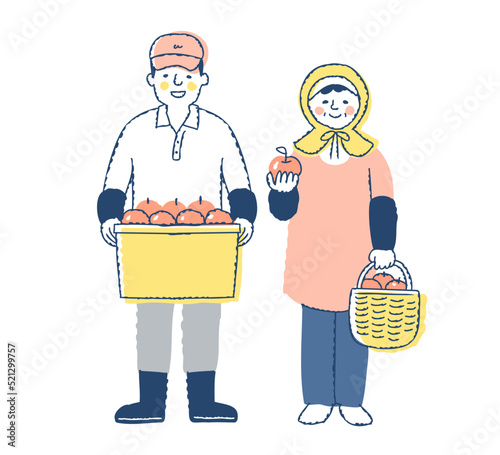りんご農家の男女