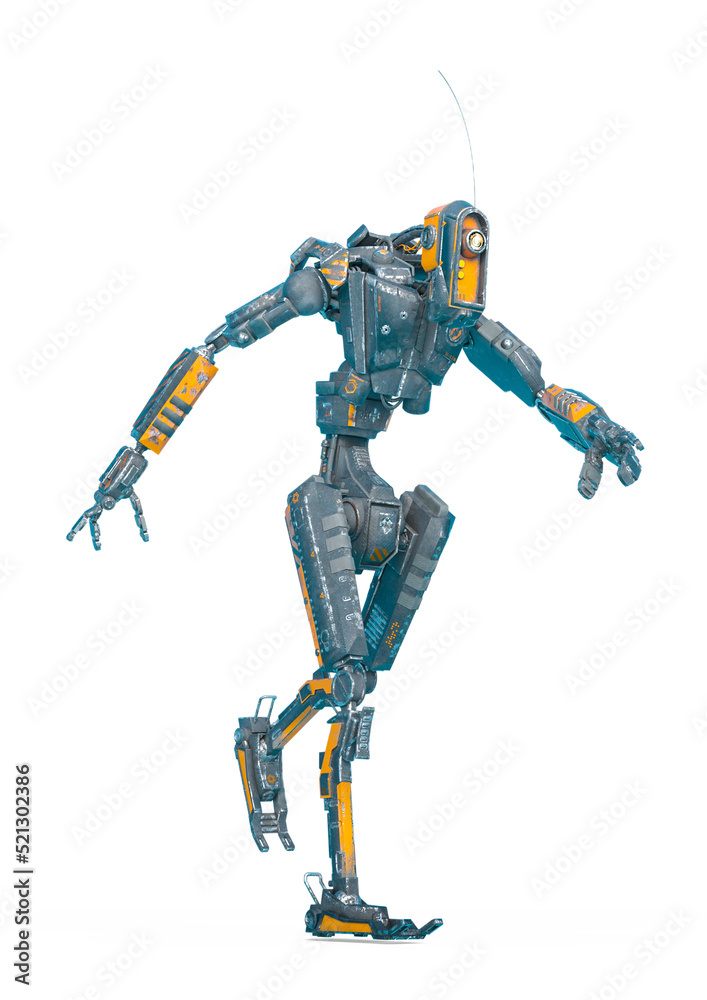 worker robot is walking in white background worker robot is walking in white background