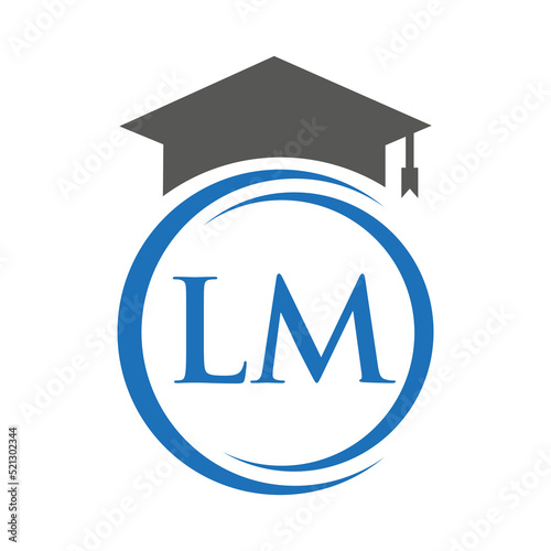 Letter LM Education Logo Concept With Educational Graduation Hat Vector Template