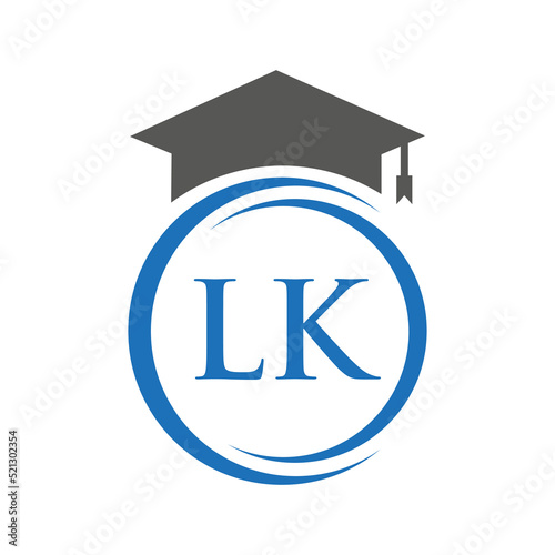 Letter LK Education Logo Concept With Educational Graduation Hat Vector Template
