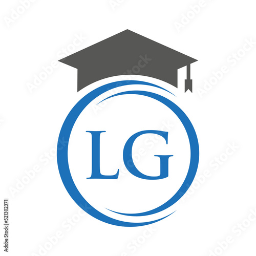 Letter LG Education Logo Concept With Educational Graduation Hat Vector Template