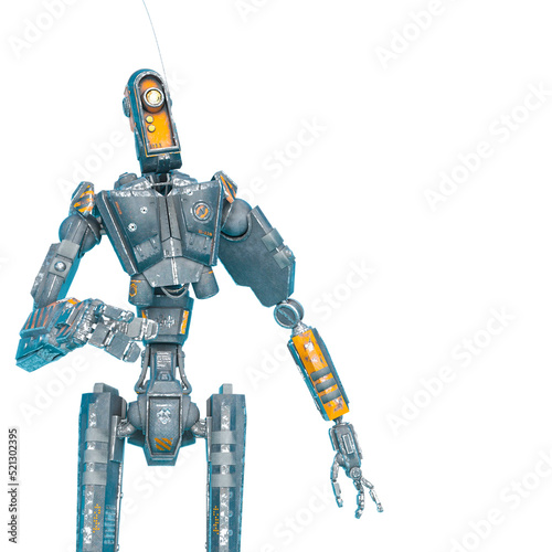 worker robot standing up in white background