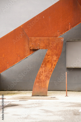 Detail of corten railings with stairs
